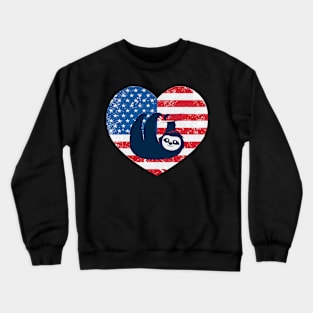 American Flag Heart Love Sloth Usa Patriotic 4Th Of July Crewneck Sweatshirt
